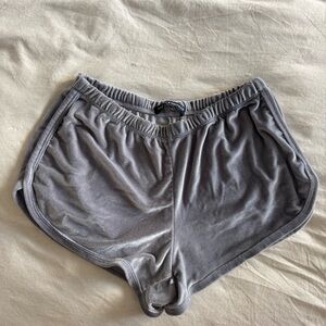 Women's Blue Grey Velvet Shorts